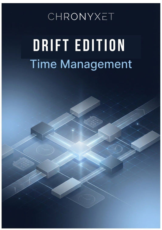 Cover of 'Drift Edition Time Management' by Chronyxet with a futuristic design.