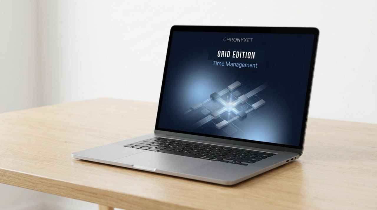 Laptop on a wooden table with a blurred background