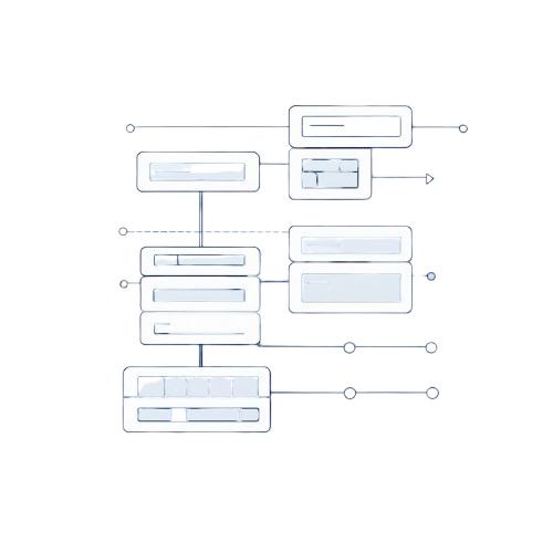 Flowchart diagram with various boxes and connectors on a white background