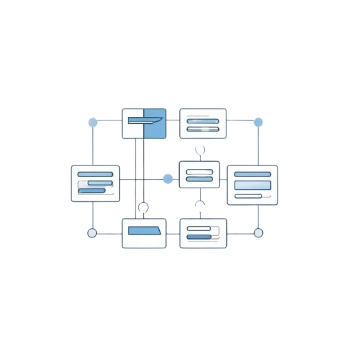 Diagram of a network or system architecture with various components and connections on a white background.